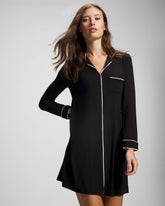 Piped Long-Sleeve Sleepshirt