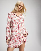 Piped Long-Sleeve Sleepshirt