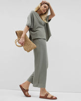 Crinkle Knit Wide Leg Pant