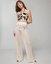 Cotton Crochet-Style Wide-Leg Pants