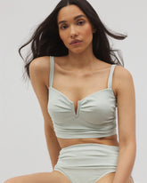 Seersucker V-Wire Cropped Bikini