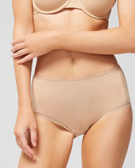 Cotton Brief Panty with Lace Trim